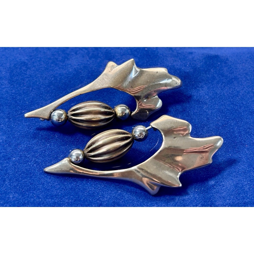 Vintage Ricky Boscarino Brass Earrings Stamped VB Veedra B. Over 2 Inches